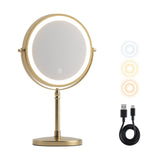 Embellir Lighted Makeup Mirror Rotation 10X Magnifying Double Sided Tabletop Gold