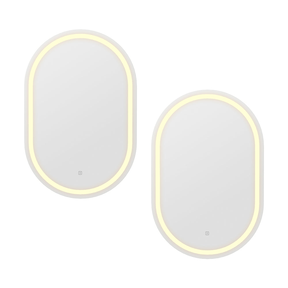 Embellir 2 LED Wall Mirror With Light 50X75CM Bathroom Decor Oval Mirrors Vanity