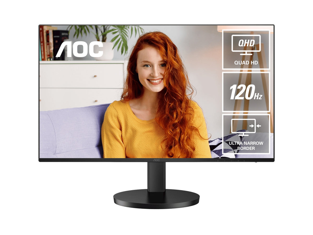 AOC 27' IPS Q27B3CF3: 2560Ã—1440 @ 120Hz, 1ms MPRT, 350 nits, sRGB 116%, USB-C (65W), HDMI 2.0, USB hub, speakers, height-adjustable, VESA 100mm