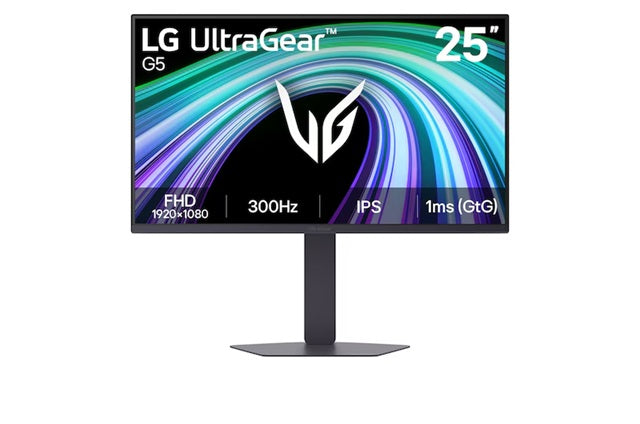 LG UltraGear 25' IPS Full HD 300Hz Monitor, 1920Ã—1080, IPS, 300Hz, 1ms GtG, HDR10, sRGB 99%, G-SYNC Compatible, FreeSync Premium, DP 1.4, 2xHDMI