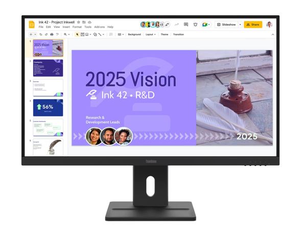 LENOVO ThinkVision E27Q-40 27' 100Hz QHD IPS Monitor 2K 2560x1440 16:9 4ms Tilt Swivel Pivot Height Adjust 2xHDMI DP VESA 3yr WTY Black ~63ECGAR2AU