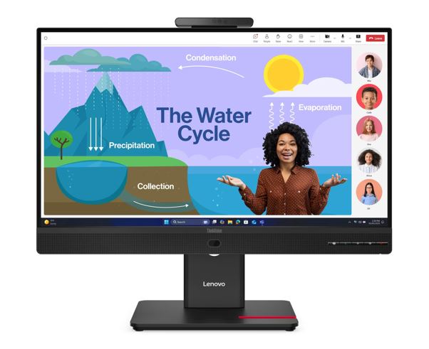 LENOVO ThinkVision T24D-4V 23.8'/24' FHD IPS Monitor 1920x1080 16:9 Height Adjustable Tilt Swivel Pivot DP HDMI USB-C hub LAN Hub Webcam Speaker
