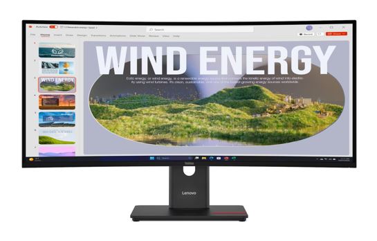 LENOVO ThinkVision T34WD-40 34' 120Hz WQHD Monitor 1500R Curve 4K 3440x1440 21:9 Height Adjustable Tilt Swivel USB-C Dock 100W PD DP HDMI LAN 3xUSB-A