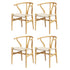 1 Set of 4 Artiss Dining Chairs Wooden Rattan Seat Wishbone Back