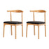 Artiss 2x Dining Chairs Rubber Wood Leather Seat Black