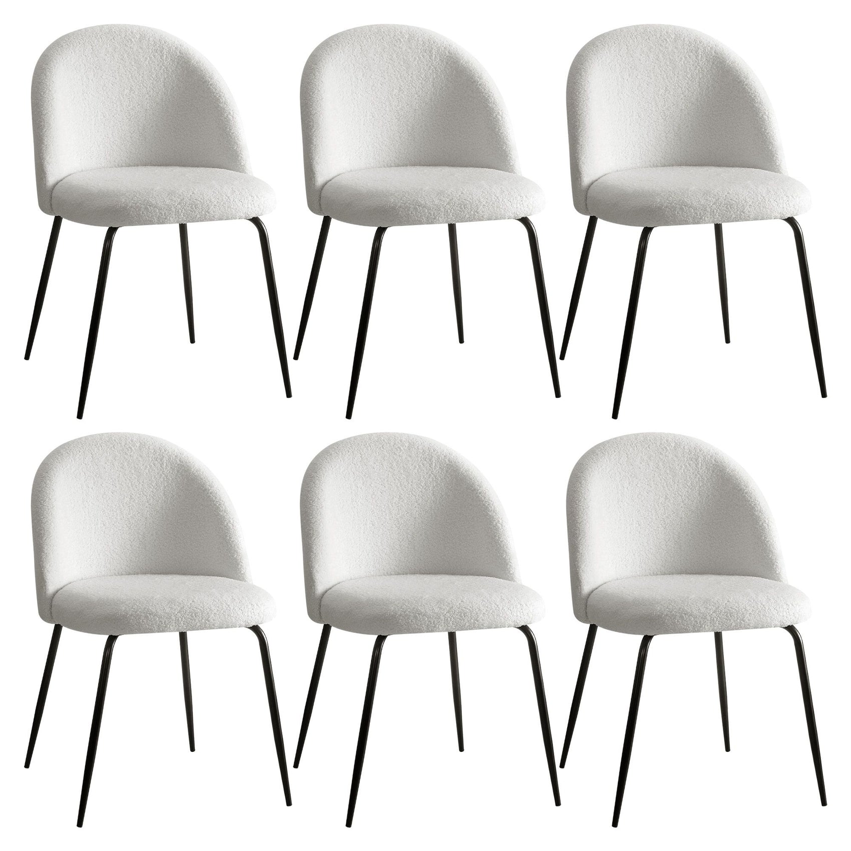 Artiss Dining Chairs Set of 6 Sherpa Boucle White