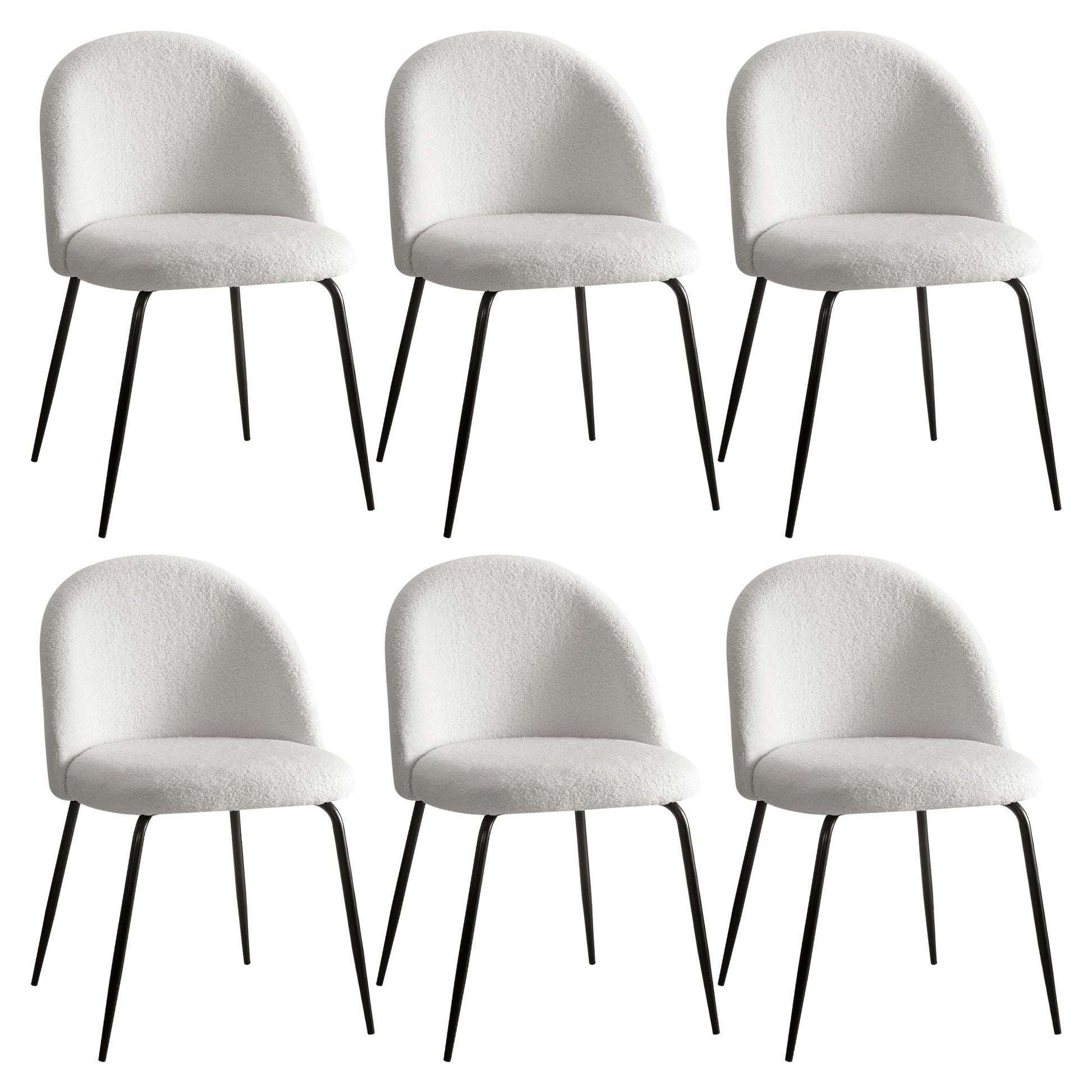 Artiss Dining Chairs Set of 6 Sherpa Boucle White