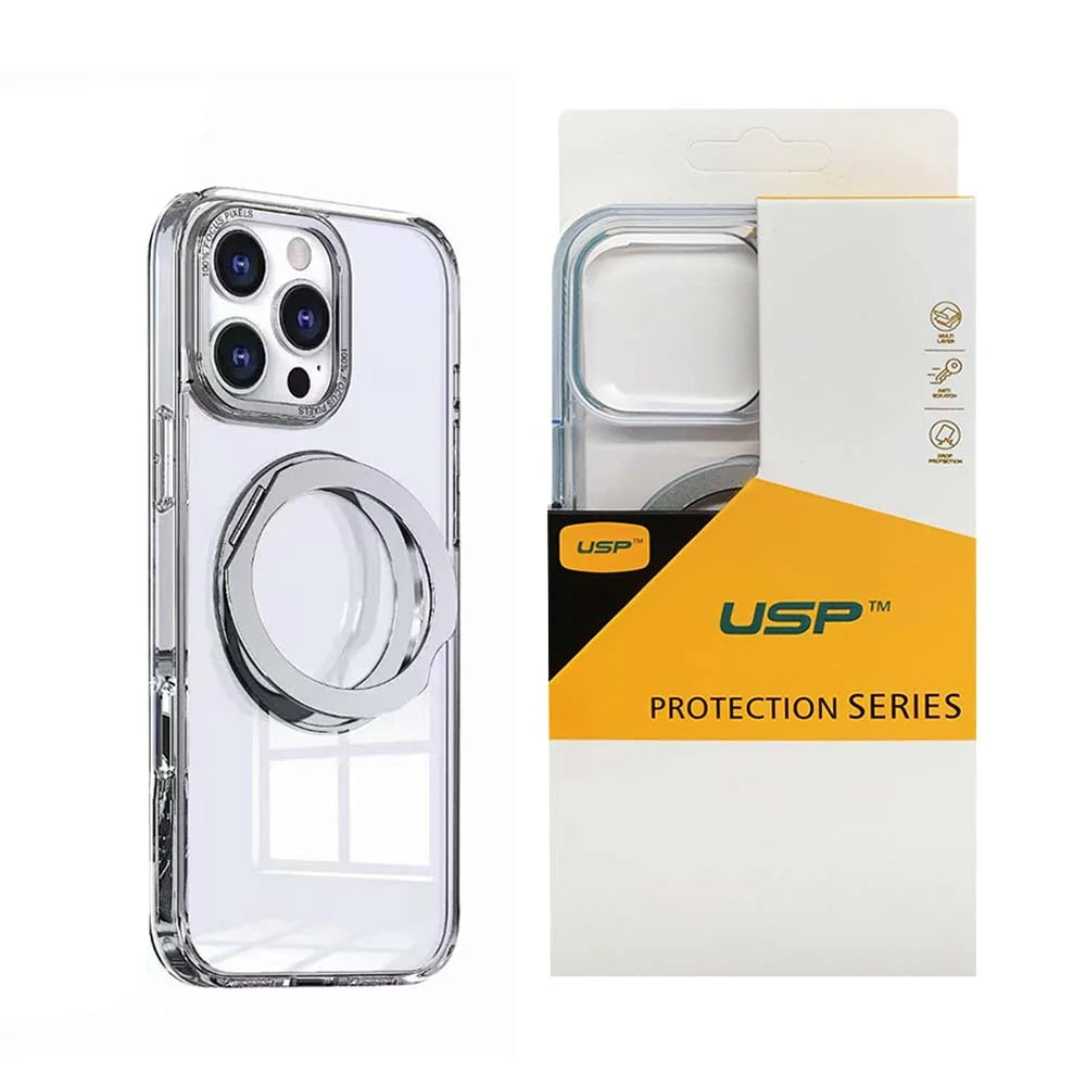 USP Apple iPhone 17 Pro (6.3') Clear Case with MagSafe - 360Â° Rotatable Ring-Stand,Scratch Resistant,Shockproof,5 Years Warranty