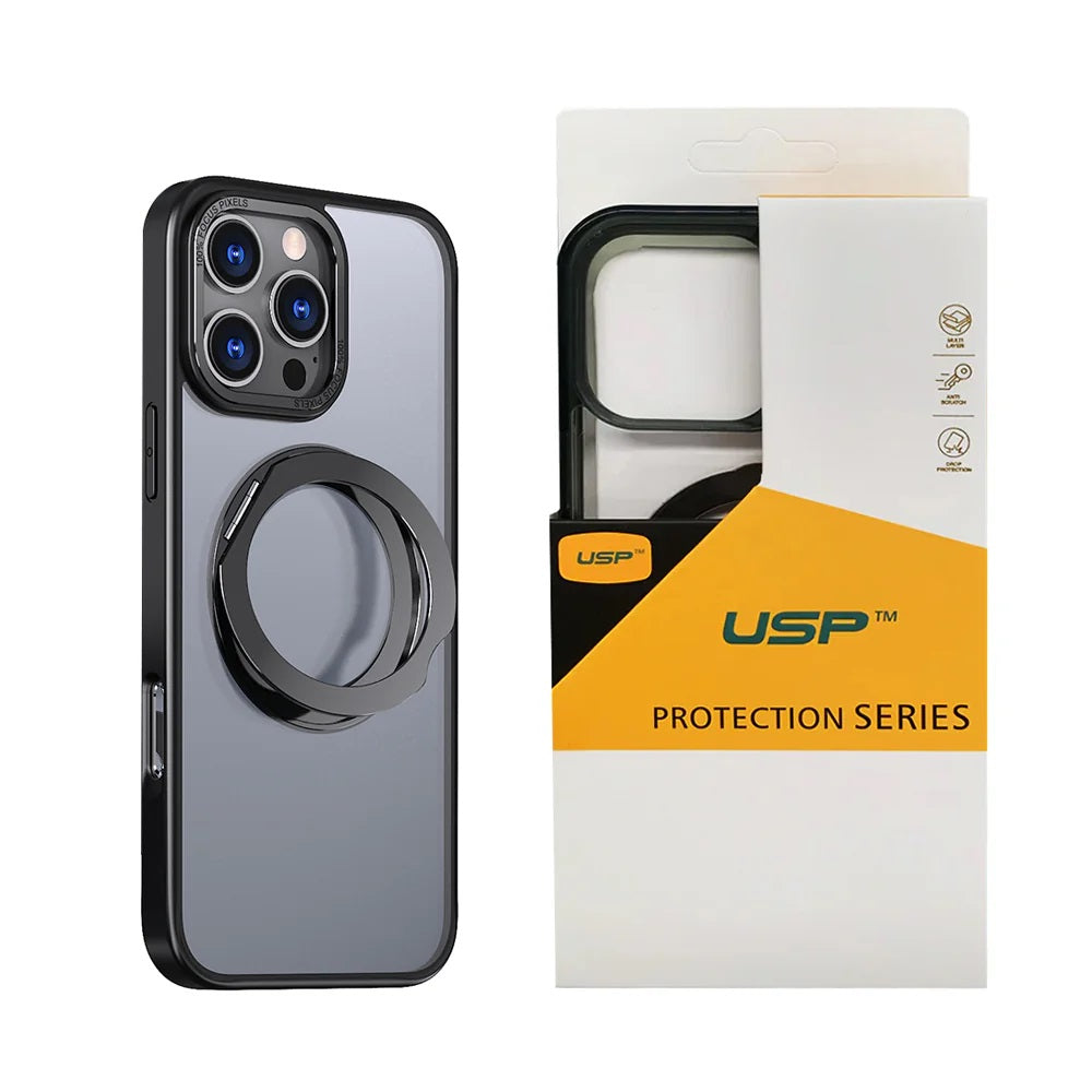 USP Apple iPhone 17 Pro (6.3') ShockProof Case with MagSafe Black - 360Â° Rotatable Ring-Stand, Scratch Resistant, Robust Protection, 5 Years Warranty