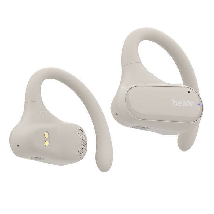 Belkin SoundForm ClearFit Open-Ear Wireless Earbuds - White (AUC013btSA), 26hrs Battery,14.2mm Drivers, BT 5.3 Multipoint, IPX5-Rated,2 Years Warranty