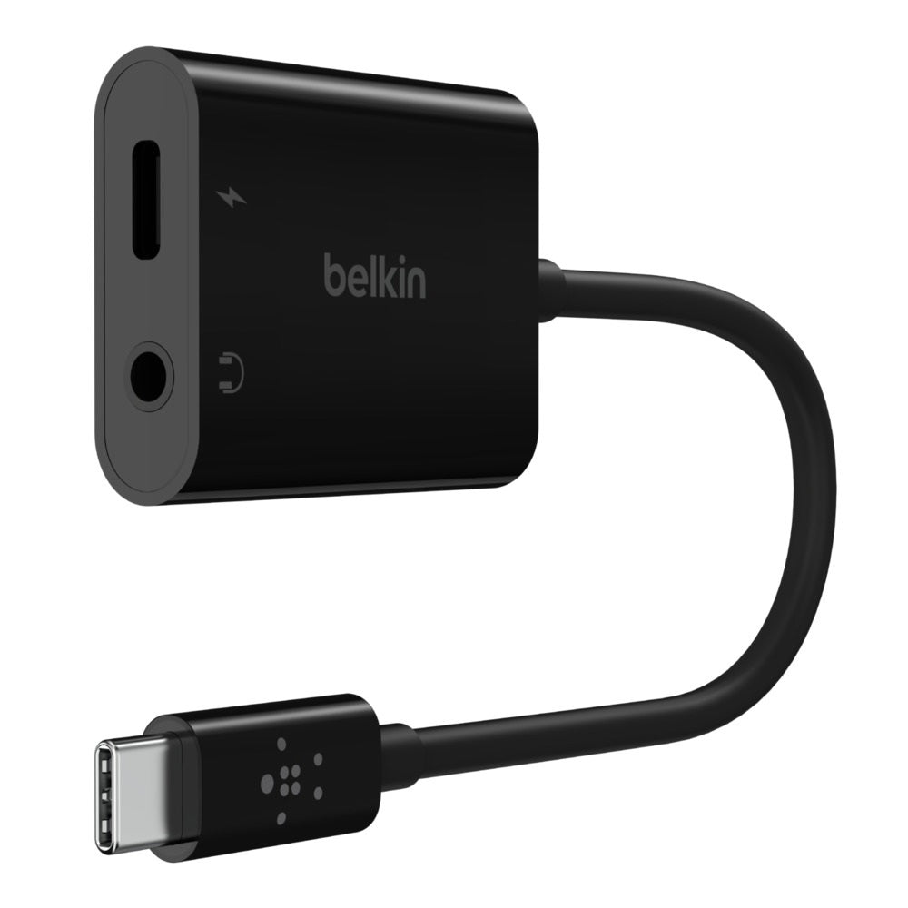 Belkin RockStar 3.5mm Audio + USB-C PD Charge Adapter - Black (NPA004btBK), 60W PD, Superior Audio, 2-in1 Solution, Apple iPhone, 2 Years Warranty