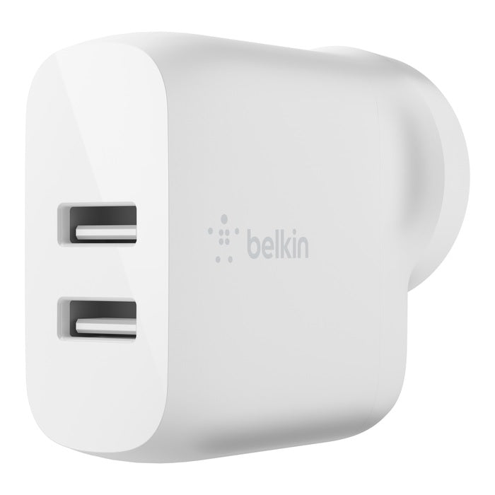 Belkin BoostCharge Dual USB-A Wall Charger 24W - White (WCB002auWH), 2xUSB-A (12W), 24W/4.8 amps, CEW $2500, 2 Years Warranty