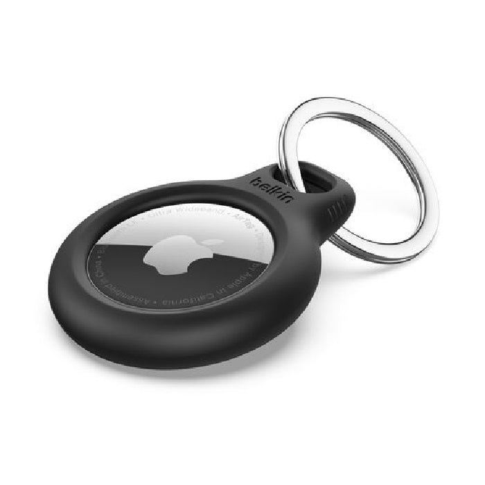 Belkin Secure Holder With Key Ring for AirTag - Black (F8W973btBLK), Twist & Lock Design, Raised Edges, 2 Years Warranty