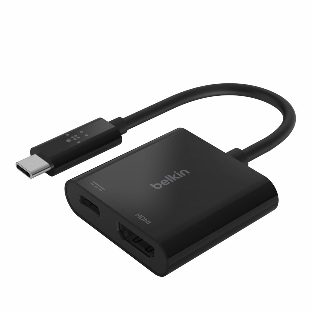 Belkin USB-C to HDMI + Charge Adapter + USB-C  Cable (13CM) - Black (AVC002btBK), 60W PD, Supports 4K at 60Hz Ultra-HD Video, 2 Years Warranty