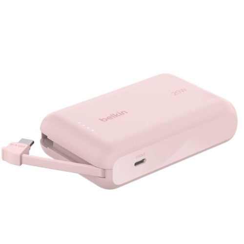 Belkin BoostCharge 10K Power Bank with Integrated USB-C Cable (5.7 cm)  - Pink(BPB021fqPK), 2xUSB-C(20W), $2500 CEW, 2 Years Warranty