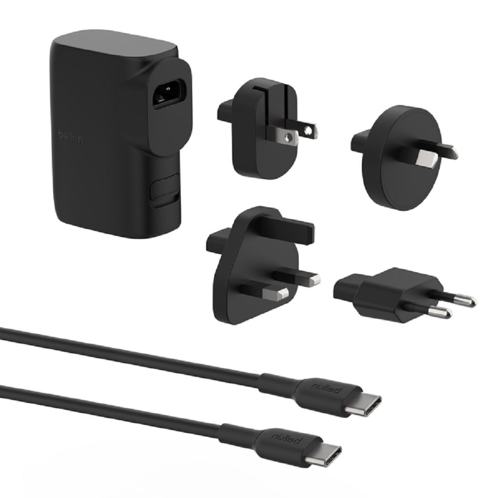 Belkin BoostCharge Hybrid 25W Wall Charger+5k mAh Power Bank(20W)+Tavel Adapter Kit -Black(BPZ003bt1MBK-B6)x1xUSB-C,1xUSB-A,$2500 CEW,2 Years Warranty