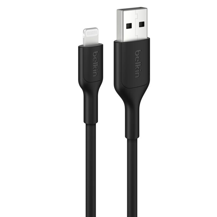 Belkin BoostCharge Lightning to USB-A Cable (3M) - Black (CAA019FQ3MBK), 2.4A/15W, 480Mbps, 300K+ Bends, Apple iPhone, MFI-Certified, 2 Years Warranty