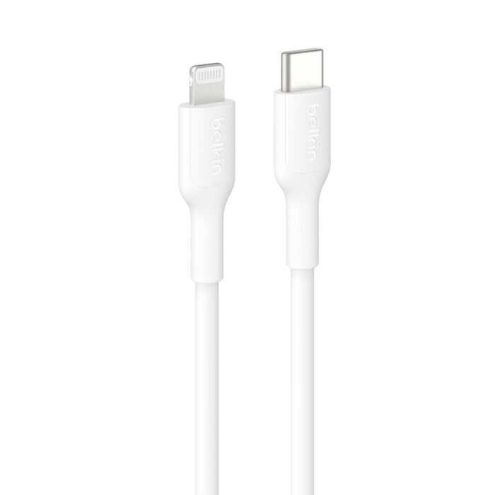 Belkin BoostCharge Lightning to USB-C Cable (1M) - White (CAA021FQ1MWH), 3A/15W, 480Mbps, 300K+ Bends, Apple iPhone, MFI-Certified, 2 Years Warranty