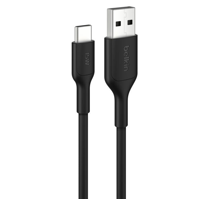 Belkin BoostCharge USB-C to USB-A Cable (2M) - Black (CAB021fq2MBK), 3A/15W, 480Mbps, 300K+ Bends, Apple, Samsung, USB-IF Certified, 2 Years Warranty