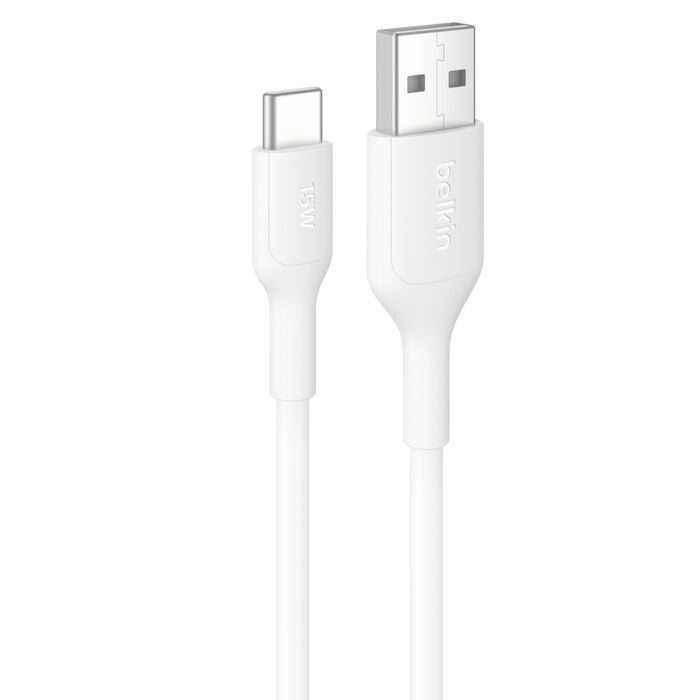 Belkin BoostCharge USB-C to USB-A Cable (2M) - White (CAB021fq2MWH), 3A/15W, 480Mbps, 300K+ Bends, Best for Samsung & Apple,, 2 Years Warranty