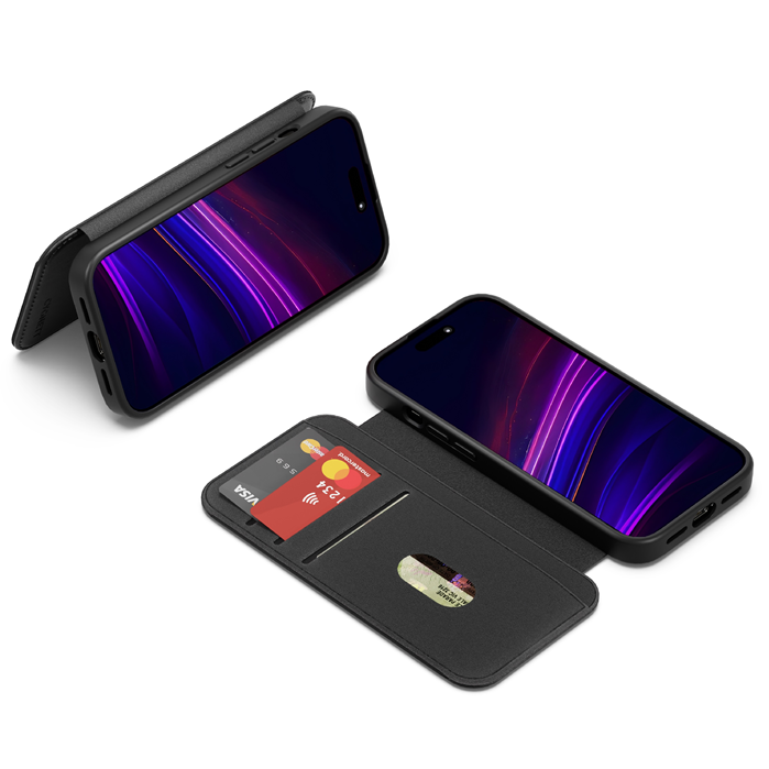 Cgnett MagWallet Apple iPhone 16 Pro (6.3') Case -Black(CY5022MAGWT),360Â° Protection,Multi-Angle,3x Card Slots,4FT DropProof,2 Years Warranty