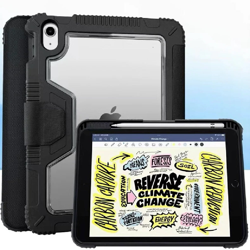 USP Rugged Apple iPad (11') (A16) (11th Gen) / iPad (10.9') (10th Gen) Case Black - Built-in-Kickstand,Hand & Shoulder Strap,DropProof,5 Years Warrant
