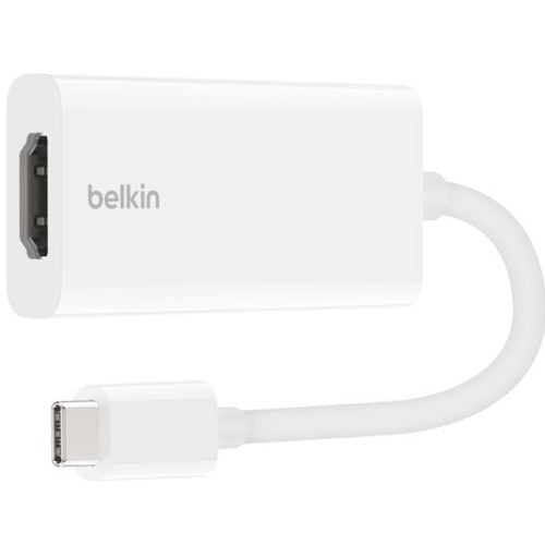 Belkin USB-C to HDMI Adapter - White (F2CU038dsWHTAPL), 4K@60Hz, Dolby Vision, HDCP 2.2, 6-Layer Circuit Board, Wi-Fi Shielding, 2-Year Warranty