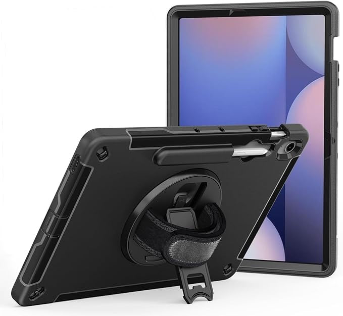USP Rugged Samsung Galaxy Tab S10 FE+ (13.1') Case Black -  Built-in-Kickstand, Hand & Shoulder Straps, DropProof,5 Years Warranty