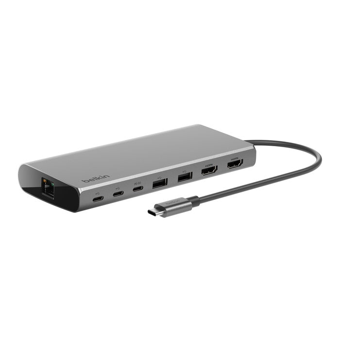 Belkin Connect Universal USB-C 8-in-1 Dual Display Core Hub -Space Grey(INC015btSGY-CZ),100W PD,Dual 4K HDMI 60Hz/30Hz,10Gbps,2xUSB-C & A,2-Y Warranty