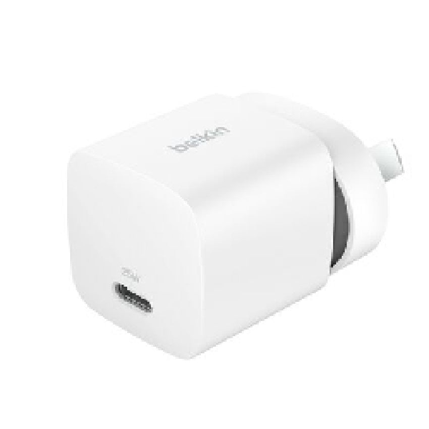 Belkin BoostCharge Compact 25W USB-C (PD 3.1) Cubic Wall Charger - White (WCA012auWH), Best for iPhone & Samsung,$2500 CEW, 2 Years Warranty