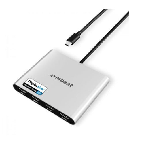 mbeatÂ® USB-C Quad 4K HDMI DisplayLinkÂ® Adapter with PD Pass-through  Quad 4K@60Hz 4 Ã— HDMI 2.0  1 Ã— USB-C 3.1 1 Ã— USB-C PD 3.0 Supports up to 90W