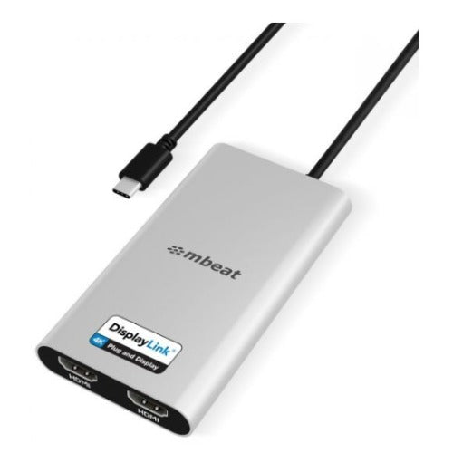 mbeatÂ® USB-C Dual 4K HDMI DisplayLinkÂ® Adapter with PD Pass-through  Dual 4K@60Hz 2 Ã— HDMI 2.0  1 Ã— USB-C 3.1 1 Ã— USB-C PD 3.0 Supports up to 90W