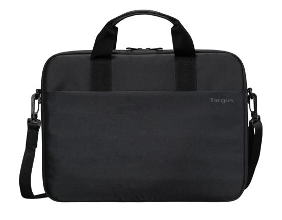 Targus 15'-16' IntellectÂ® Slim Briefcase Zippered padded front pocket Removable adjustable shoulder strap carry handles water-resistant fabric Black