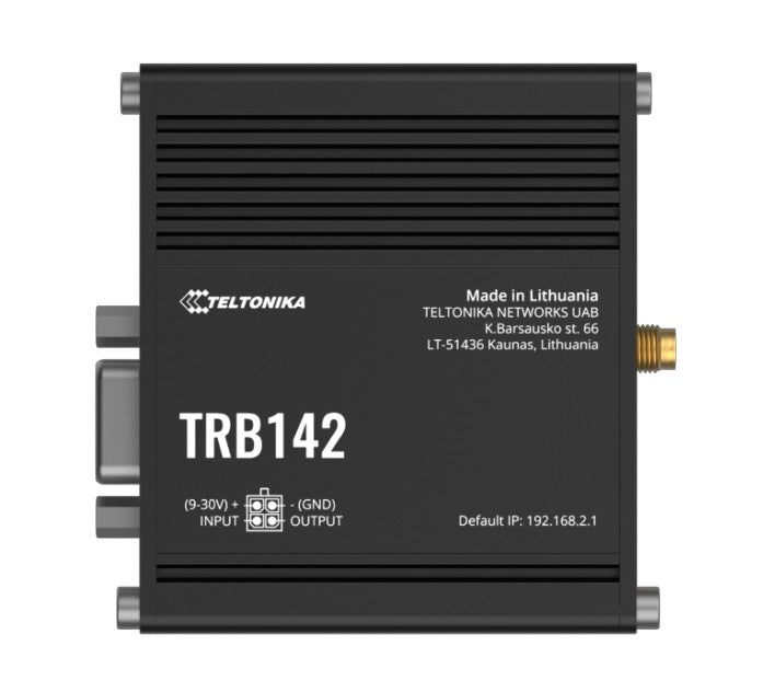 Teltonika TRB142 Industrial Rugged LTE RS232 Gateway, 4G/LTE (Cat 1), Equipped with RS232, Compatible with Industrial DNP3, PSU included