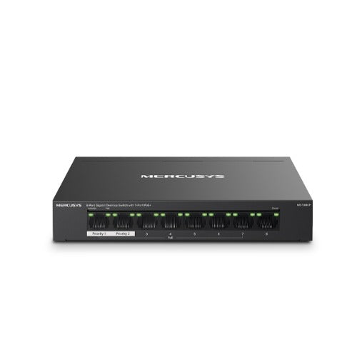Mercusys MS108GP 8-Port Gigabit Desktop Switch with 7-Port PoE+, Up to 250 m