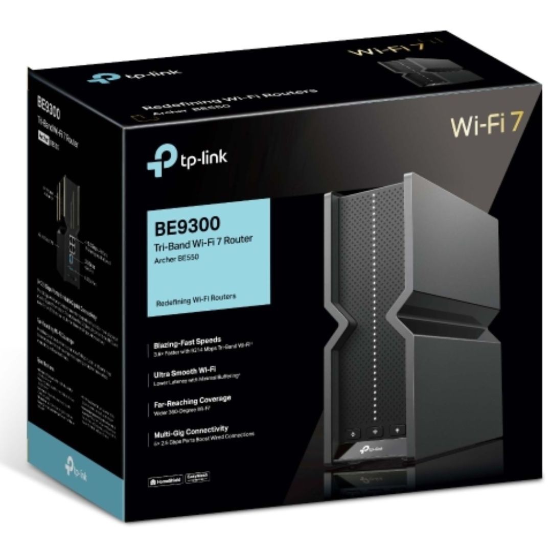 TP-Link Archer BE550 V2 BE9300 Wi-Fi 7 Tri-Band Router 688 Mbps at 2.4 GHz + 2880 Mbps at 5 GHz + 5760 Mbps at 6 , 6Ã— Internal Antennas