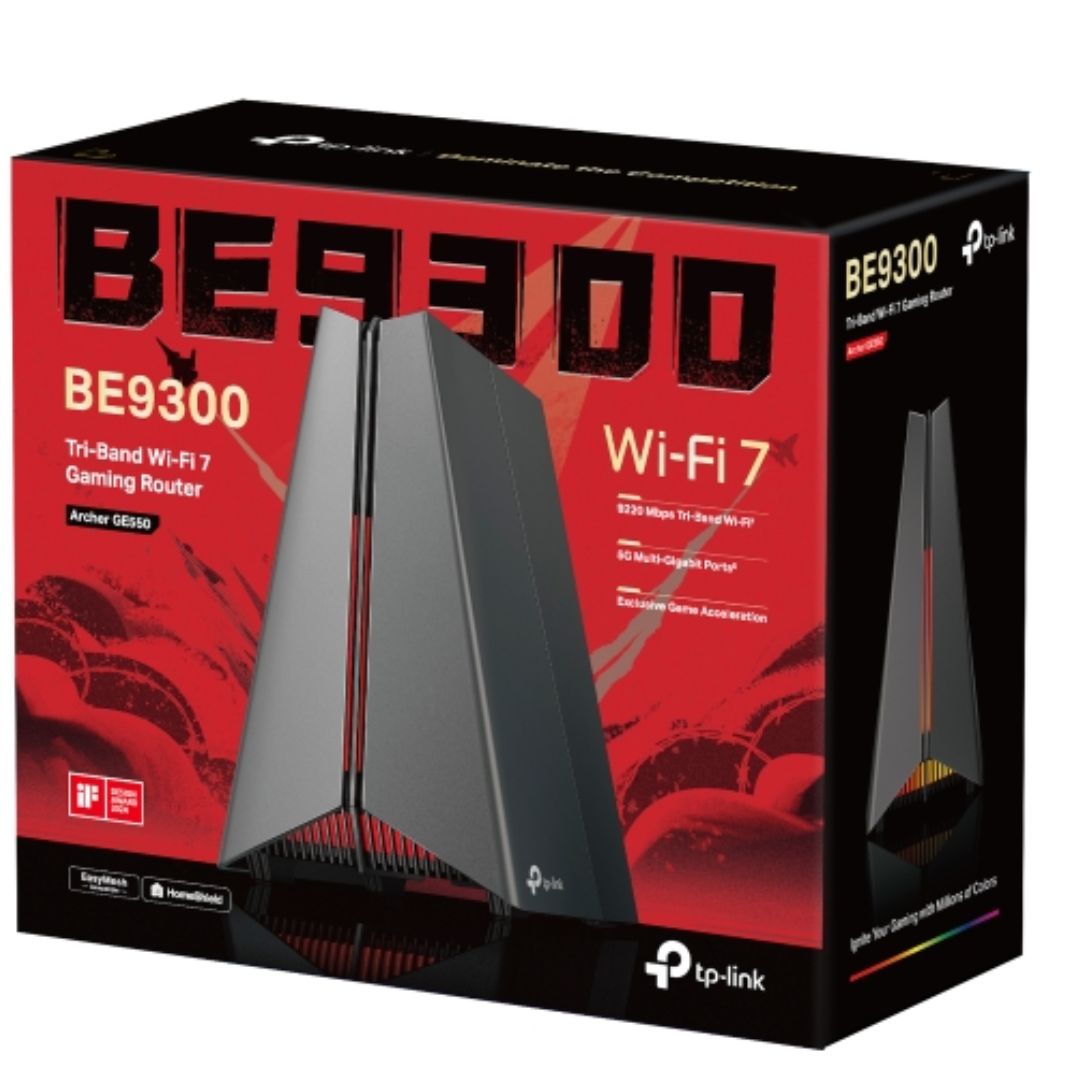 TP-Link Archer GE550 BE9300 Tri-Band Wi-Fi 7 Gaming Router (WIFI7) 688 Mbps at 2.4 GHz + 2882 Mbps at 5 GHz + 5764 Mbps at 6 GHz,  4Ã— Internal Antenna