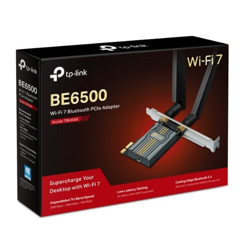 TP-Link Archer TBE400E BE6500 Wi-Fi 7 Bluetooth 5.4 PCIe Adapter,  6GHz@2882 Mbps, 5GHz@2882 Mbps, 2.4GHz@688 Mbps (wifi7) (NIC)