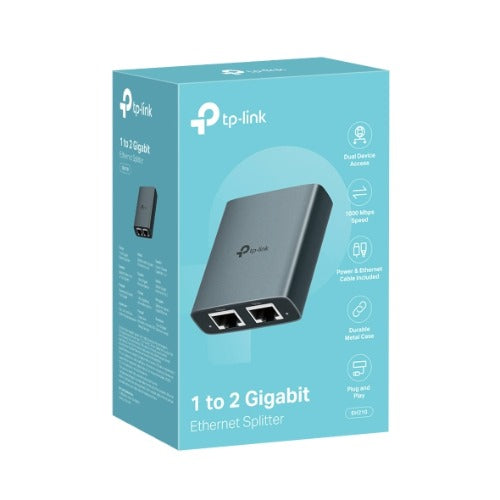 TP-Link EH210 1 to 2 Gigabit Ethernet Splitter, 1Gbps , 3 Ã— RJ45 1Gbps Ports, 1 Ã— USB-C Power Supply Port, Aluminum Alloy Case
