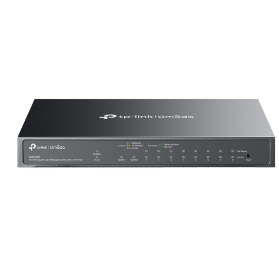(CH)TP-Link ES210GMP Omada 10-Port Gigabit Easy Managed Switch with 8-Port PoE+,  Flow Control, Loopback Detection, Port Isolation, Port Mirroring, LA