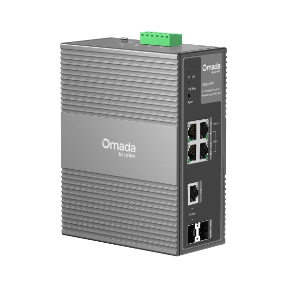 TP-Link IES206GPP Omada 6-Port Gigabit Industrial Easy Managed Switch with 3-Port PoE+ and 1-Port PoE++, Up to 240 W PoE Budget with 2Ã— PoE++ and 6Ã— P