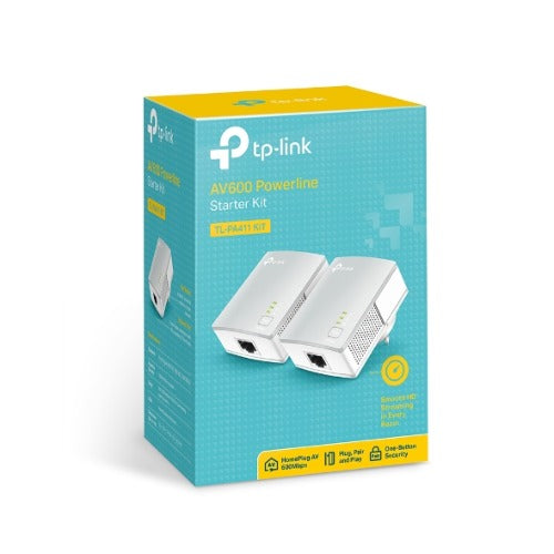 (E)TP-Link TL-PA411 KIT AV600 Nano Powerline Adapter Starter Kit HomePlug AV 1x100Mbps LAN 300m Range Miniature Design Plug & Play