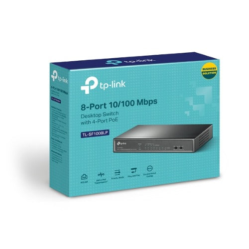 (E)TP-Link TL-SF1008LP 8-Port 10/100Mbps Desktop Switch with 4-Port PoE, Up To 41W For all PoE Ports