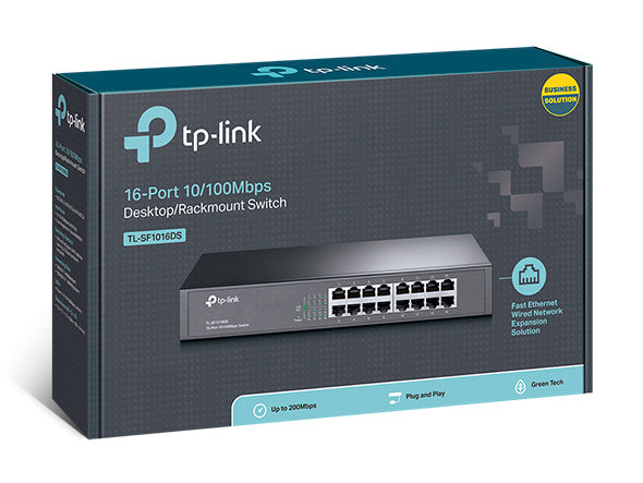 (E)(CH)TP-Link TL-SF1016DS 16-Port 10/100Mbps Smart Switch or wall-mounting design Plug and play 3.2Gbps Switching Capacity Auto-MDI/MDIX Supports MAC