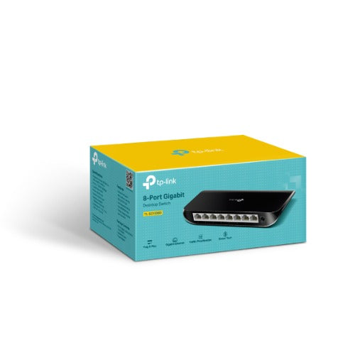 TP-Link TL-SG1008D 8-Port Gigabit Unmanaged Switch Desktop Wall-Mounting Plastic Case Fanless Supports MAC address 802.1p/DSCP QoS