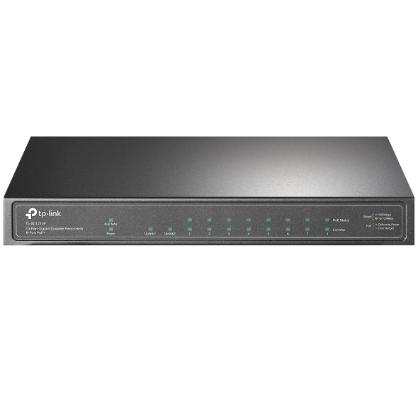 (CH)TP-Link TL-SG1210P 10-Port Gigabit Desktop Switch with 8-Port PoE+ IGMP Snooping 1 Gigabit SFP Slot, Fanless