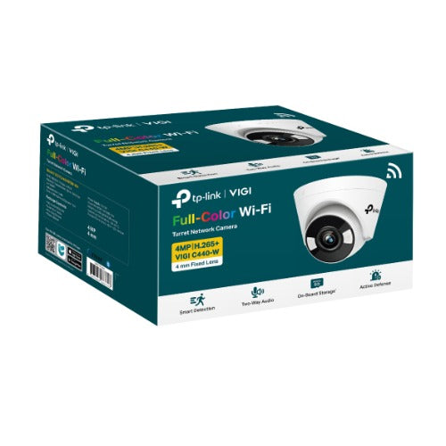 TP-Link VIGI 4MP C440-W(4mm) Full-Colour Wi-Fi Turret Network Camera,4mm Lens, Smart Detection, 3YW
