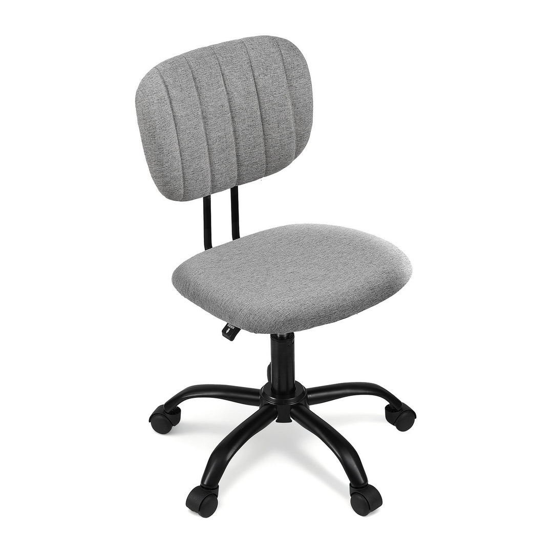 Artiss Armless Office Chair with Wheels, Ergonomic 360° Swivel Home Office Desk Chair, Height Adjustable Computer Task Chair with Fabric Back and Seat for Small Space, Grey
