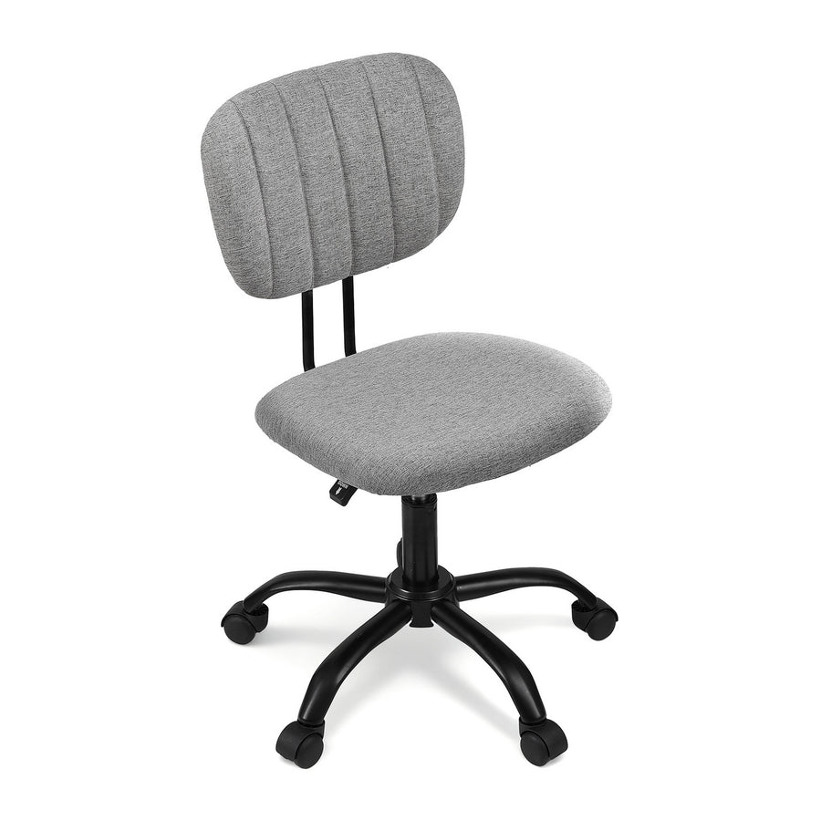 Artiss Armless Office Chair with Wheels, Ergonomic 360° Swivel Home Office Desk Chair, Height Adjustable Computer Task Chair with Fabric Back and Seat for Small Space, Grey