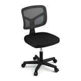 Artiss Armless Office Chair with Wheels, Ergonomic 360° Swivel Home Office Desk Chair, Height Adjustable Computer Task Chair with Fabric Back and Seat for Small Space, Black